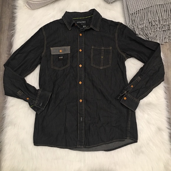 jack and jones black denim shirt